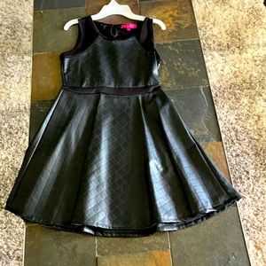 Faux leather girls dress